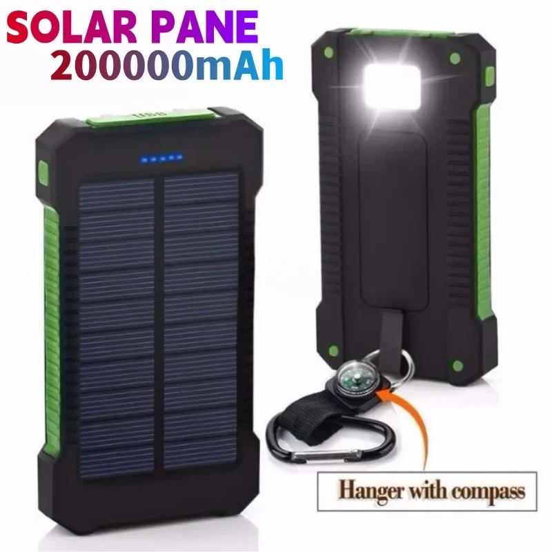 Multifunctional 200000mAh milliampere waterproof solar power charging bank outdoor emergency fast charging mobile power supply