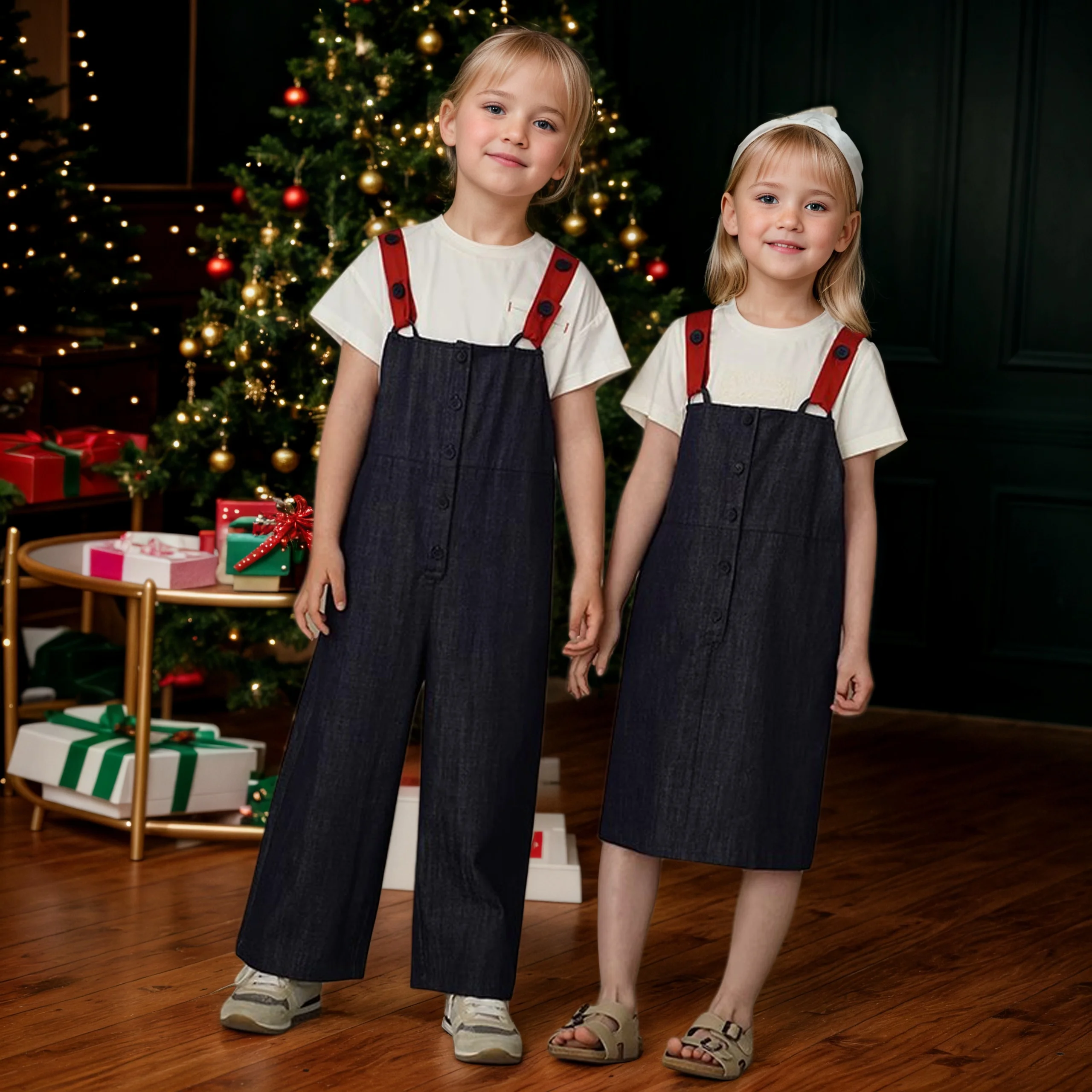 4-10Yrs Baby Girl Jean Suspender Dress Spring Autumn Summer Teen Retro Child Cotton Denim Strap Skirt Outfit Boy Overall Clothes