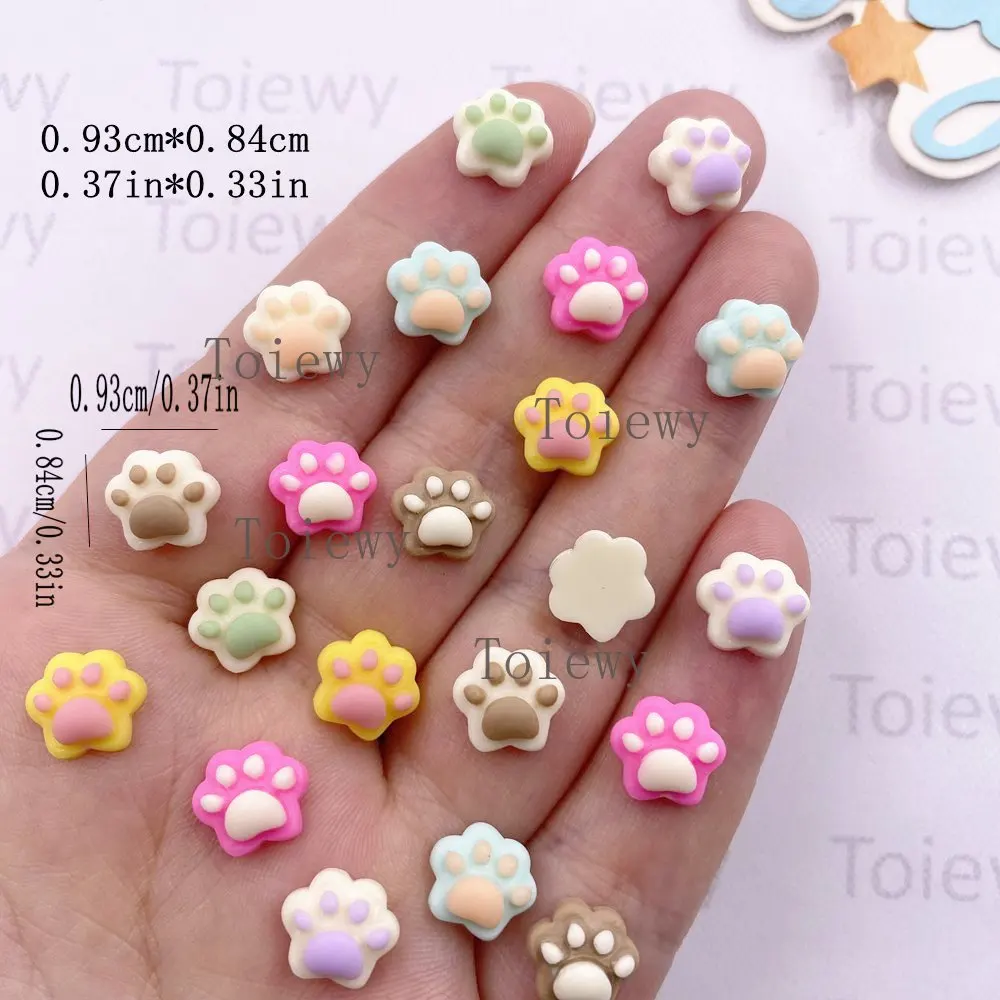 50pcs Mix Resin Colorful Cartoon Mini Cat paw Art Nail Flat back Stone Figurines DIY Scrapbook Decor Jewelry Crafts  Accessories