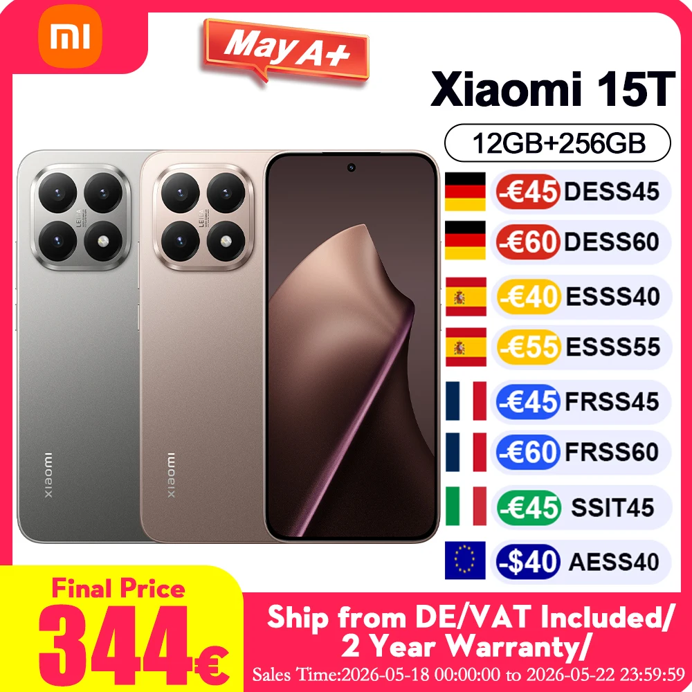 Teléfono Inteligente Xiaomi 15T 5G Versión Global, Cuerpo Delgado de 7.5mm, Pantalla AMOLED de 6.83" y 120Hz, CPU MTK Dimensity 8400-Ultra, Batería de 5500mAh, Cámara Triple Leica, Sin Cargador
