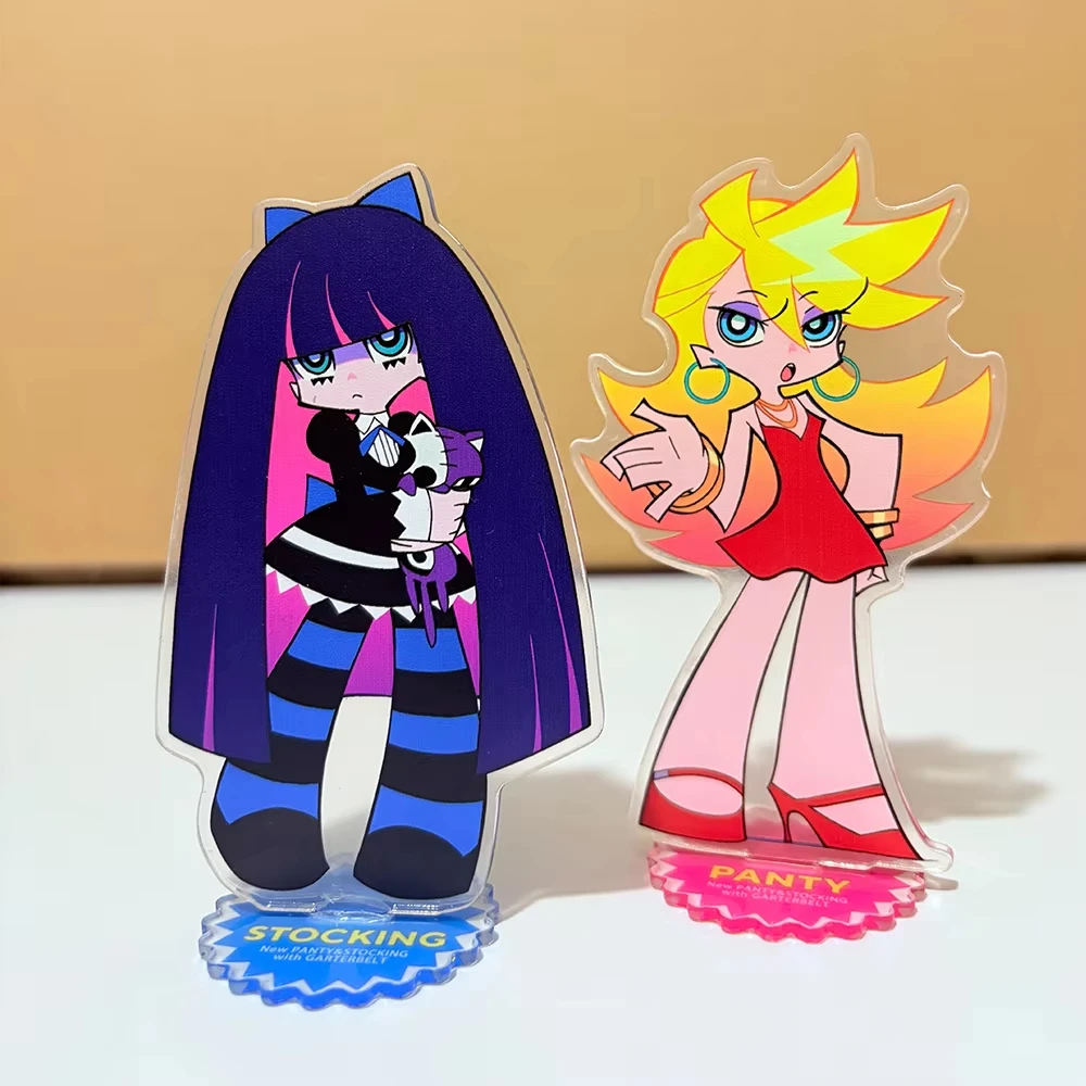 Anime Panty & Stocking with Garterbelt Figure Acrylic Stand Ornament Cute Desktop Model Decoration Cosplay Props Fans Gift