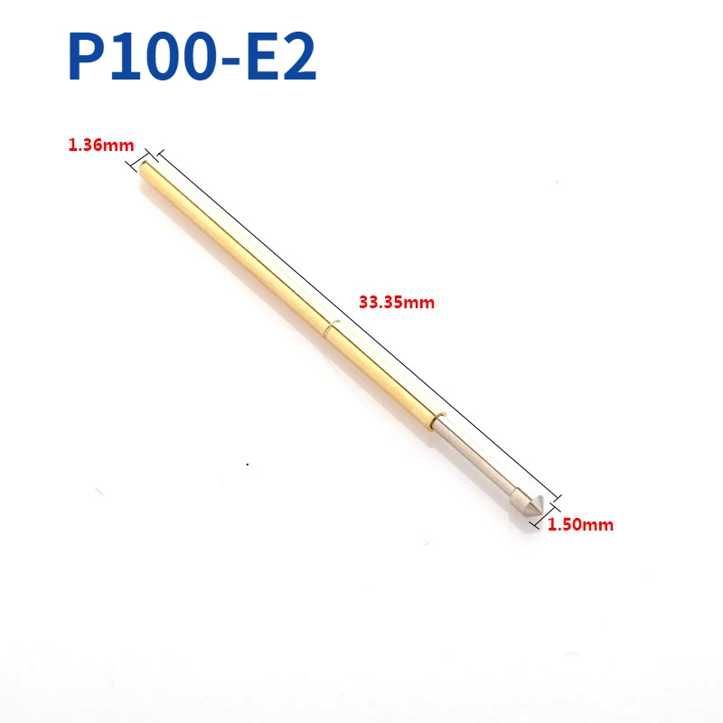 

100PCS Spring Test Needle P100-E2 Cone Head Needle Tube Outer Diameter 1.36mm Total Length 33.35mm Used for ICT Testing