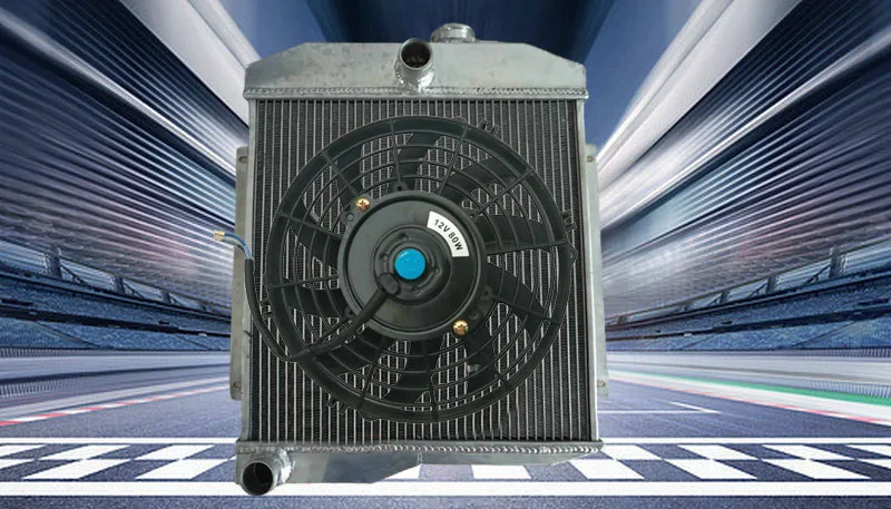 Radiator+Fan for 1955 Jeep Willys/1959-1971 CJ3 CJ5 CJ6 2.2L/3.8L/4.2L/5.0L GAS