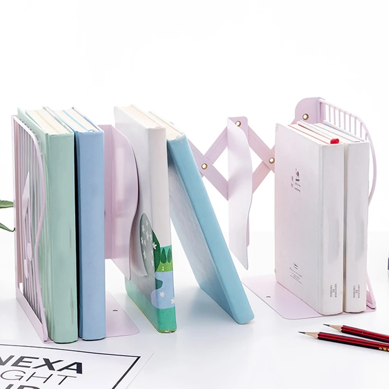 Adjustable Bookends Desk Magazine Organizer Desktop Home Bookshelf Book Stand Holder Stationery