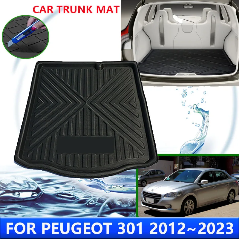 

For Peugeot 301 Citroen C-Elysee 2012~2023 2017 2018 2019 Car Rear Trunk Protector Pads Waterproof Anti-Fouling Mats Accessories