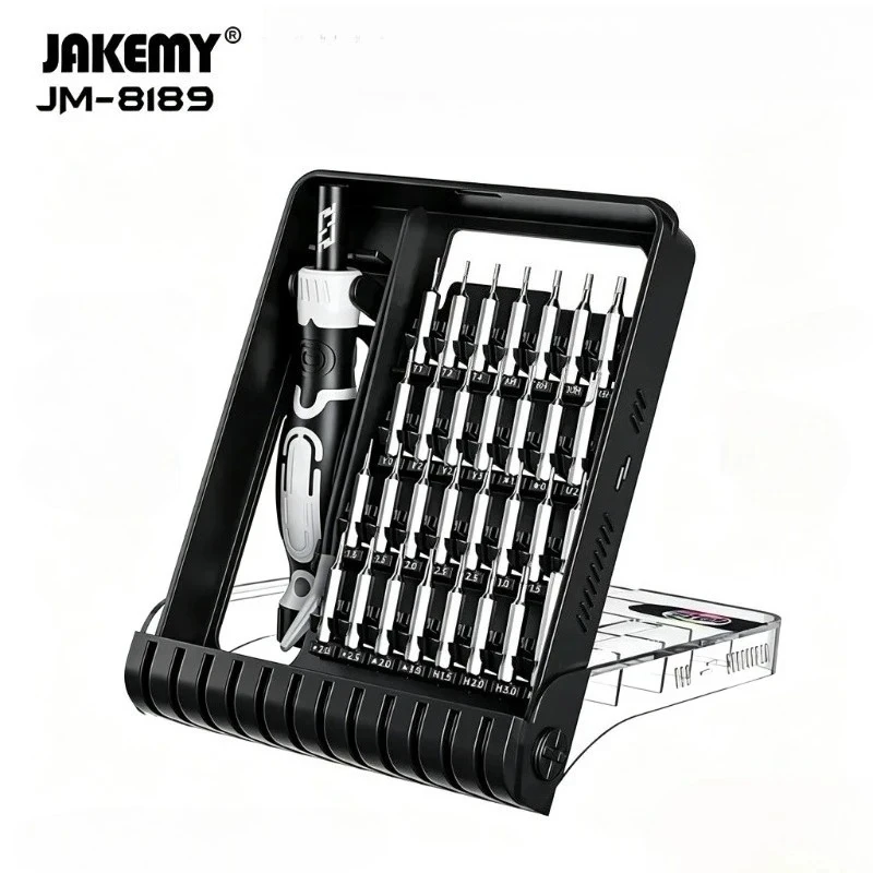 JAKEMY JM‑8189 32PCS Precision Screwdriver Set Magnetic CR‑V Bits Tweezers for Mobile Phone Electronic Device Repair