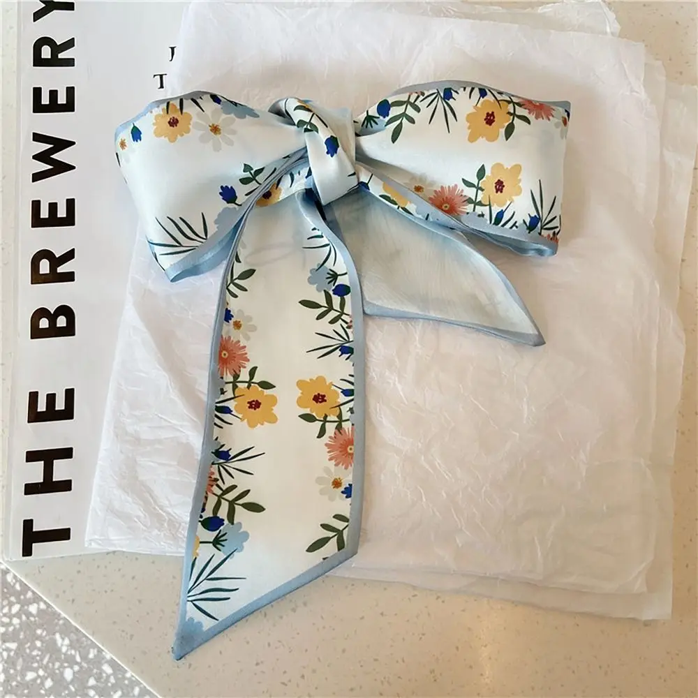 

Elegant French Pastoral Style Hair Tie Plum Blossom Rose Silk Scarf Headband Bag/Hair Accessories Bag Strap Women Girls