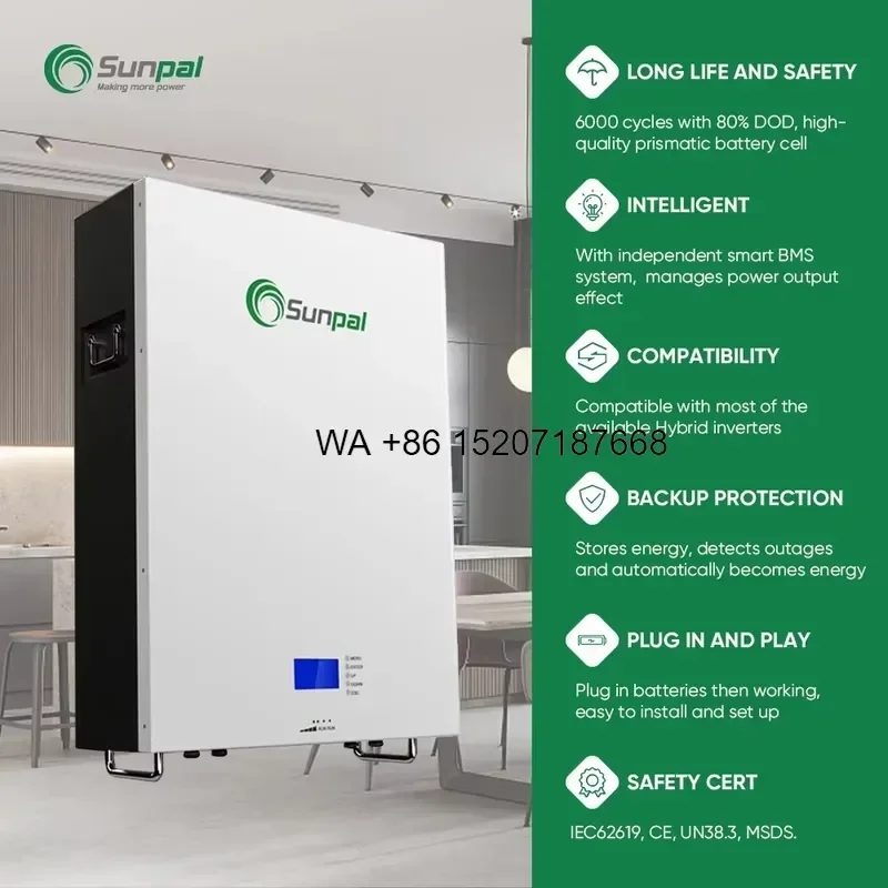Wmwmnu for Sunpal 5KW 10KW 15KW Hybrid Solar Power System Complete Kit Off Grid Photovoltaic Energy Storage for Home