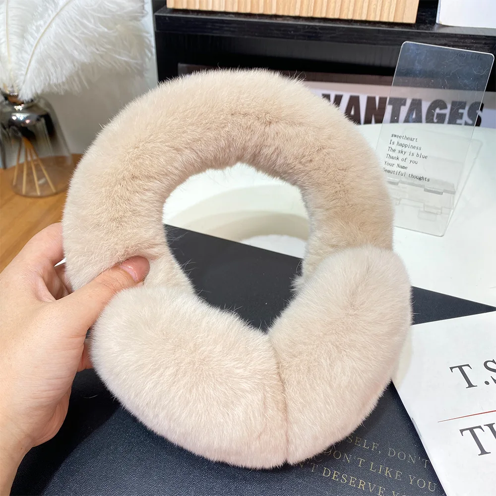 Fashion Natural 100% Rex Rabbit Fur Earmuff Russia Winter Warm Women Real Fur Earmuffs Girl\'s Earlap