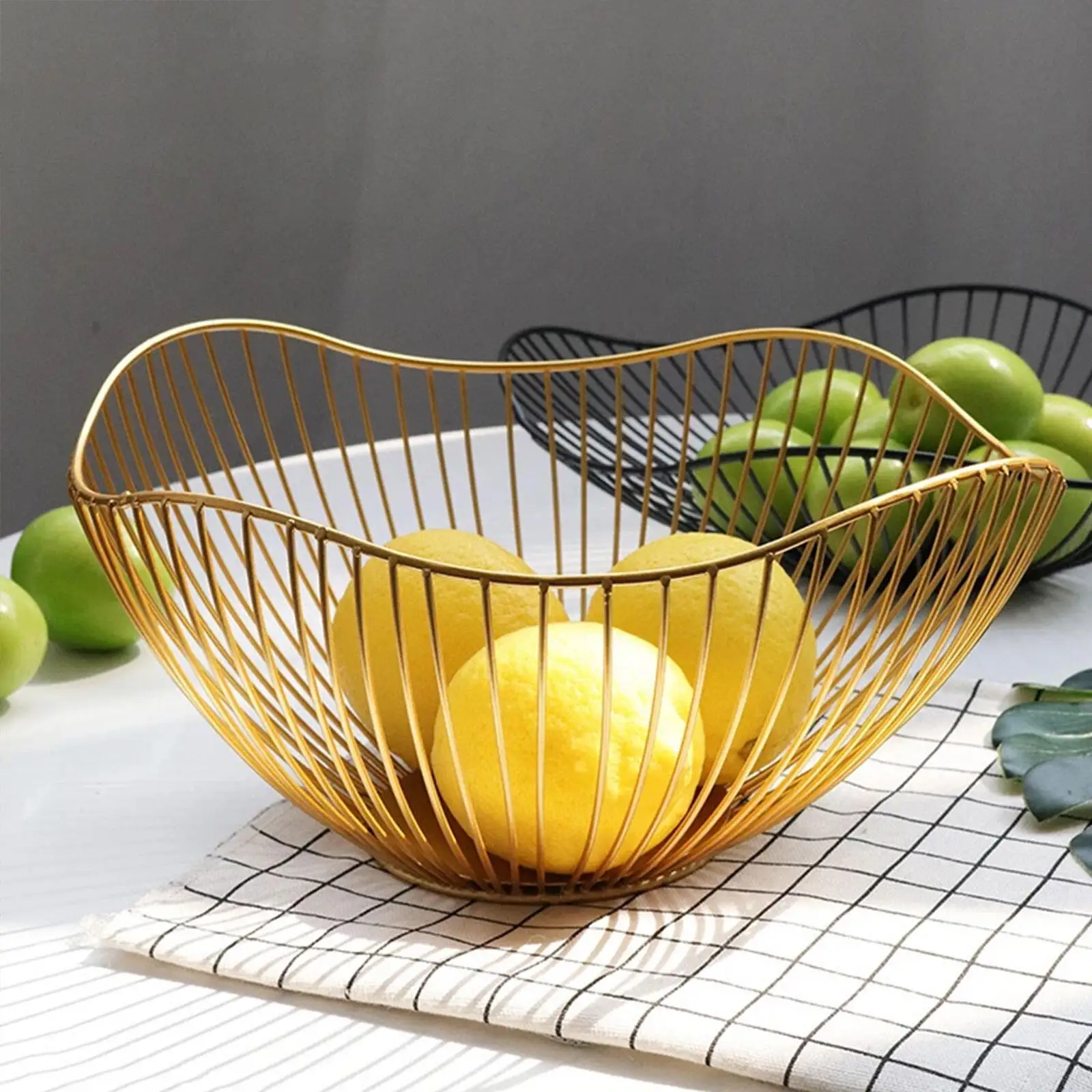 

Fruit Bowl Washing Fruit Hollow Drain Basket Iron Fruit Basket Living Room Coffee Table Fruit Plate Snack Storage Baskets