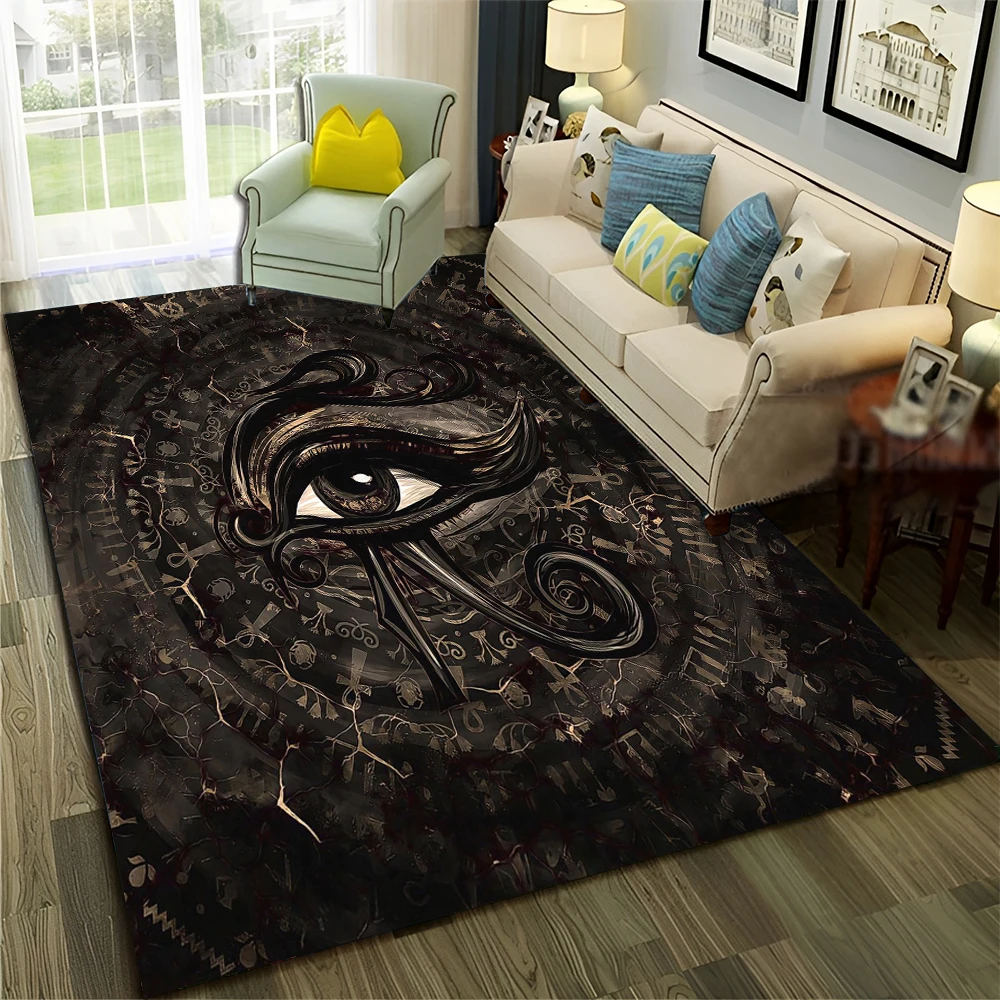 Pharaoh Egyptian Mythology Hieroglyphics Carpet Rug for Home Living Room Bedroom Sofa Doormat Decor,Area Rug Non-slip Floor Mat