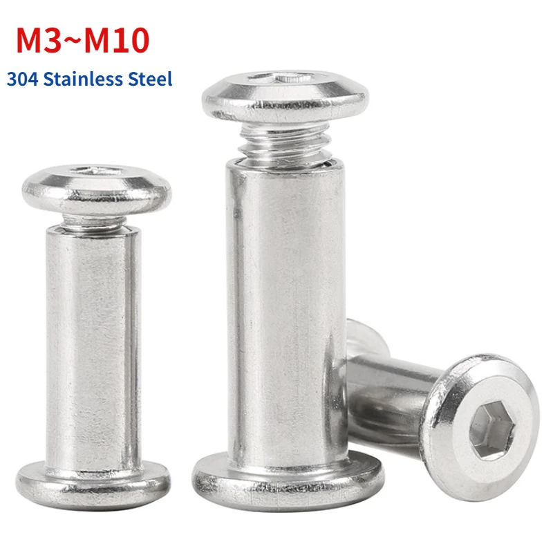 

M3 M4 M5 M6 M8 M10 304 Stainless Steel Flat Hex Hexagon Socket Head Furniture Rivet Connector Insert Joint Sleeve Cap Nut
