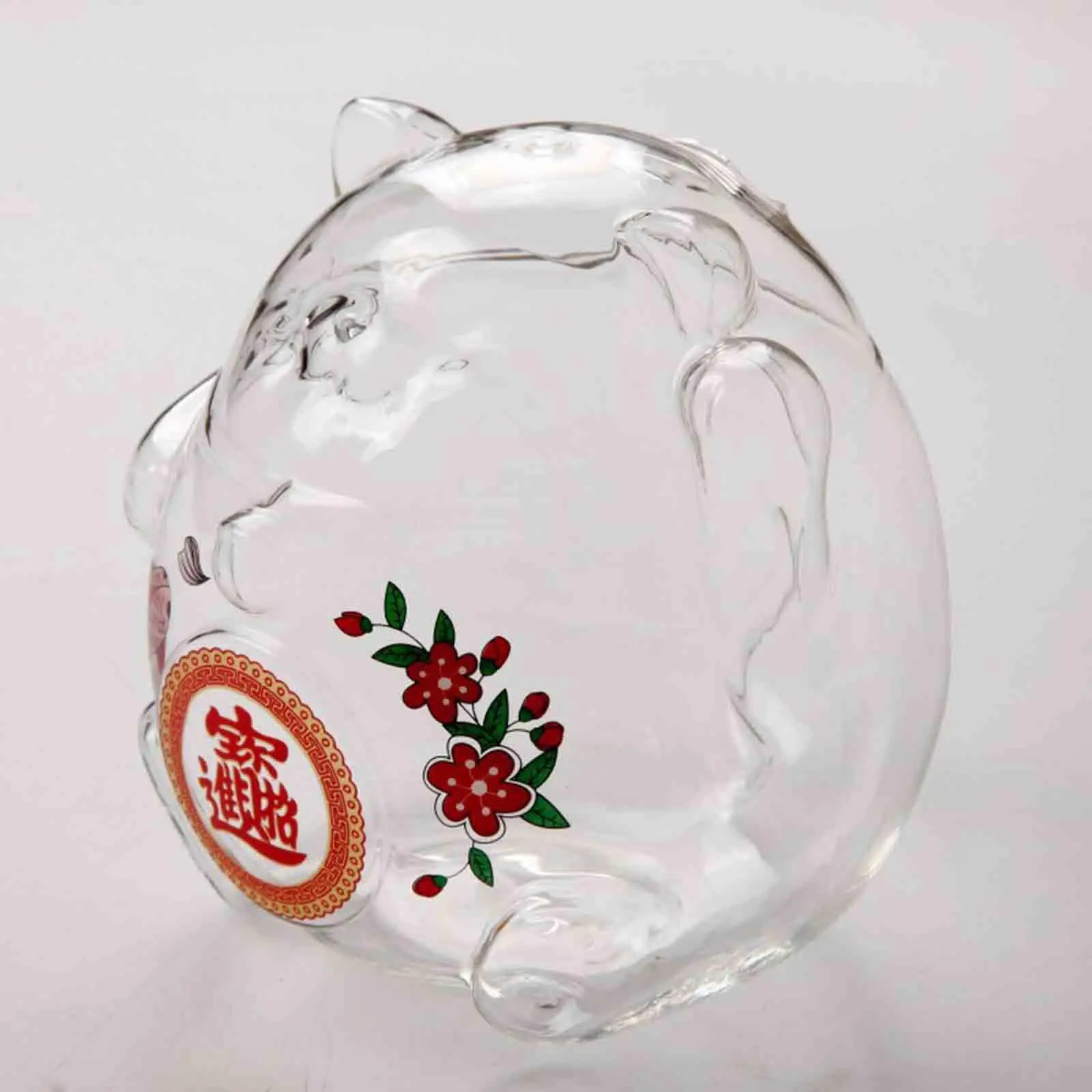 Cute Clear Animal Money Bank Lucky Cat Coin Saver for Home Decor Table Ornament Gift