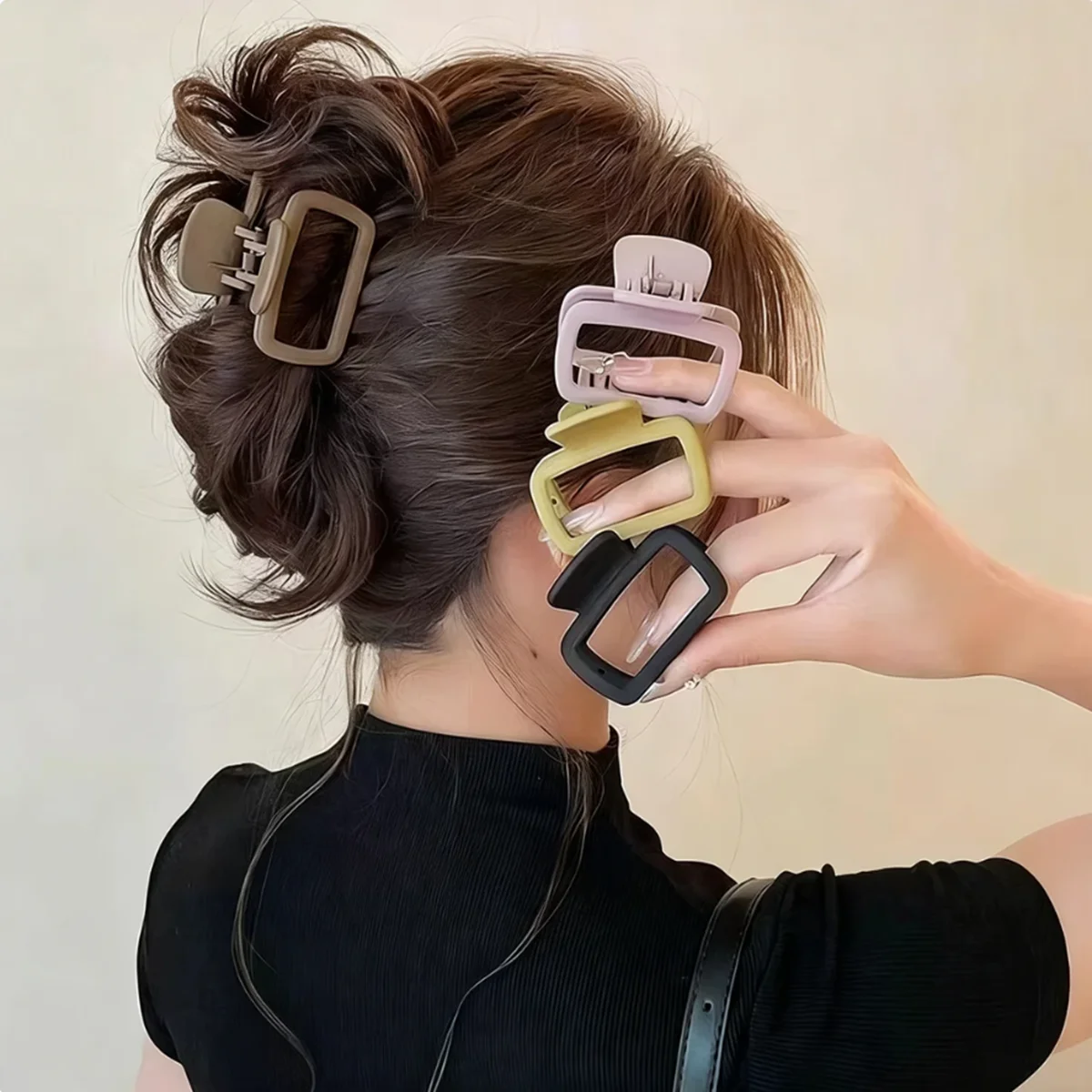 4pcs Women's Square Lightweight Hair Claw Clip Fashionable Elegant Hair Accessory Clip Suitable Hair Styling Makeup