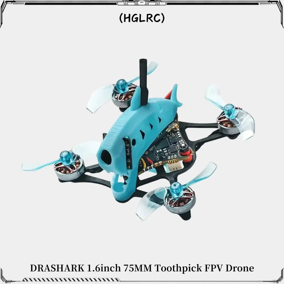 HGLRC Drashark 1.6inch 75mm Toothpick FPV Drone With ZEUS5 ES24 1S 5A AIO 200mW VTX SPECTER 1002 21000KV Motor