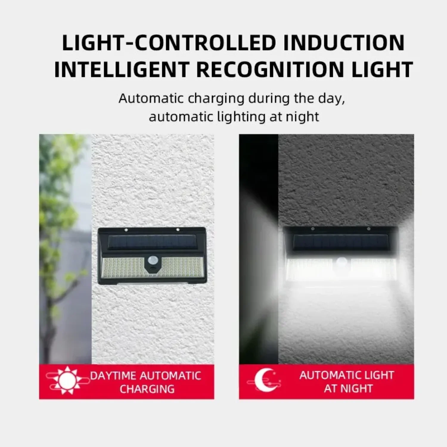 190 Light Red and Blue Warning Light Solar Wall Light Human Sensor Light Waterproof Garden Light Outdoor Light