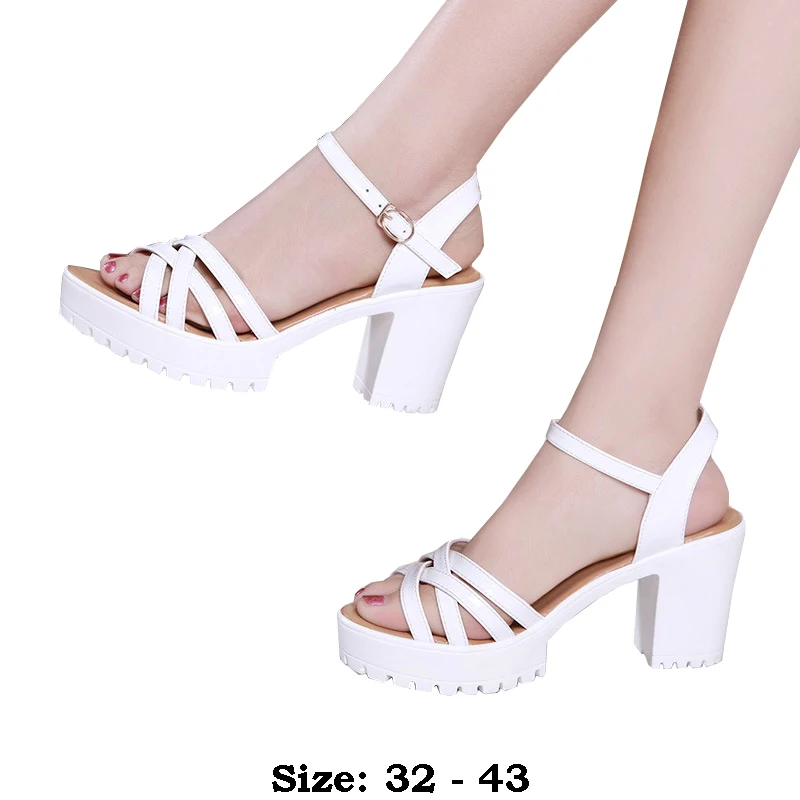 

High quality summer sandals for women 8cm 10cm high heel new 2025 size 32 33 42 43 platform open toe elegant shoe black white