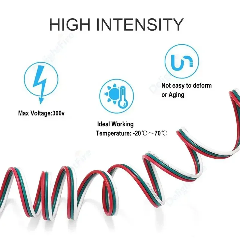 12V Electrical Wires 22 20 18AWG 3Pin LED Extension Cable LED Strip Light Wire For WS2812B WS2811 Dream Color Led Strip Lights