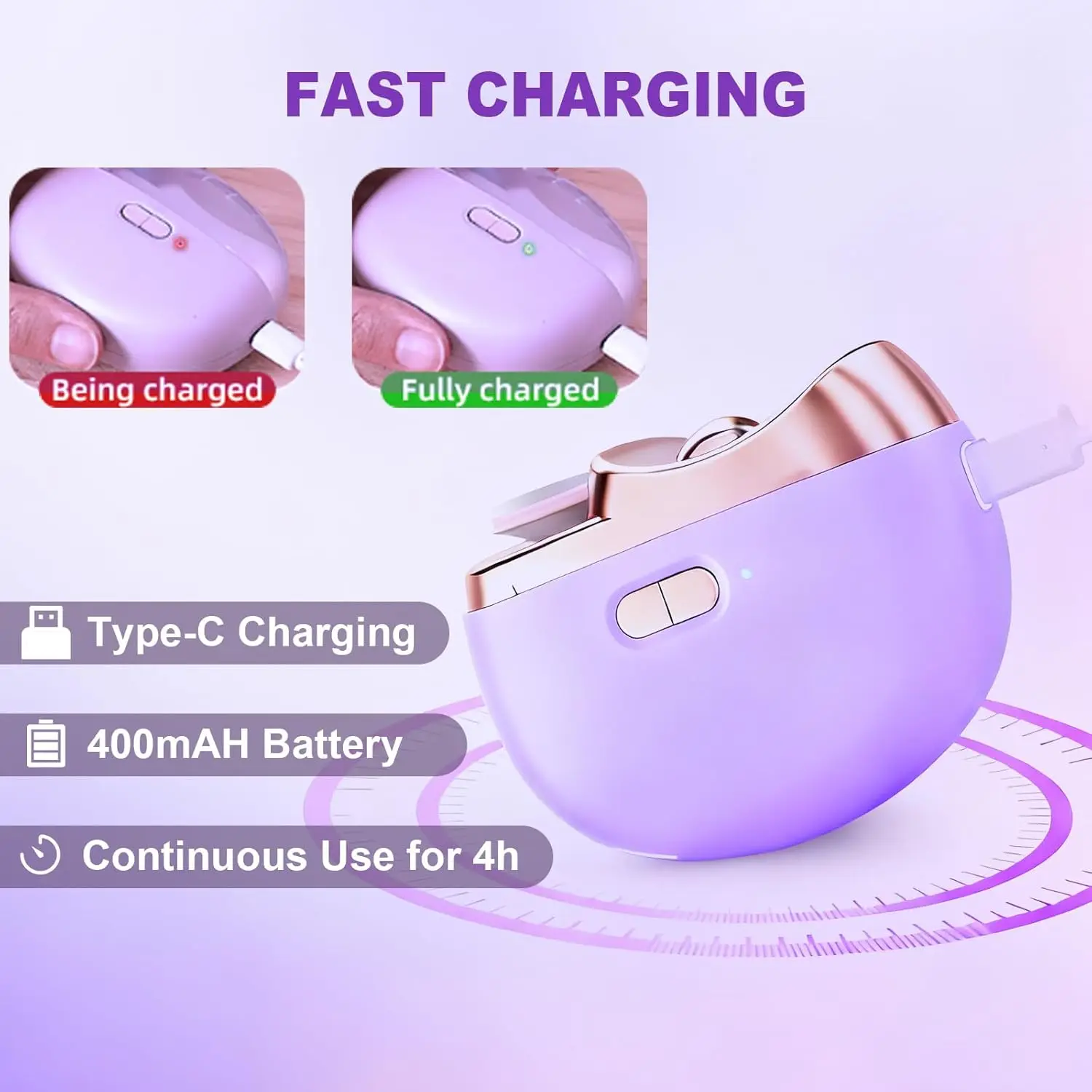 Electric Nail Trimmer with Light Automatic Trimming Buffing and Polishing Rechargeable Suitable for Baby and Adult Nail Care view 5