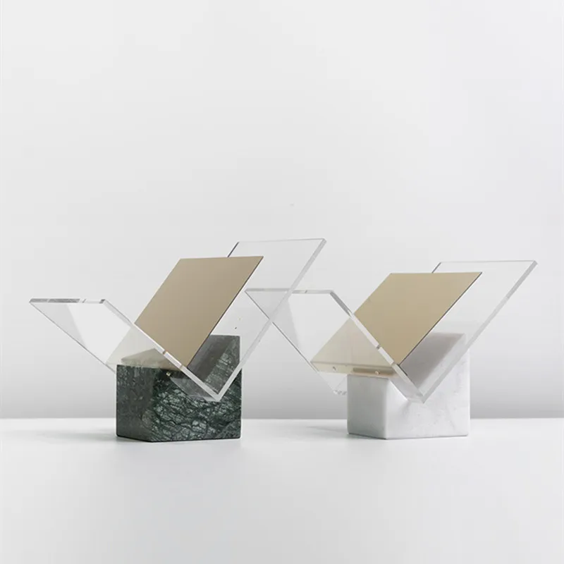CD Records Sorter, Home Office Decor Marble Acrylic File Holder, Magazine Shelf, Newspaper Clip, Binder Mail Book