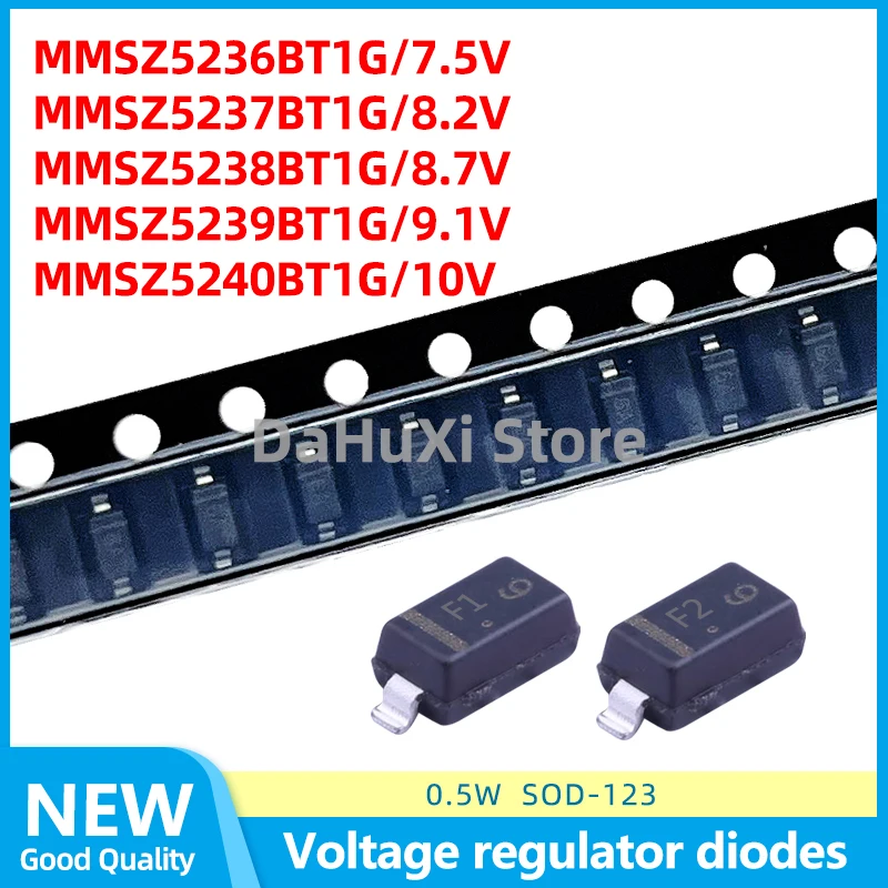 50PCS MMSZ5236BT1G F1 7.5V MMSZ5237BT1G F2 8.2V MMSZ5238BT1G F3 8.7V MMSZ5239BT1G F4 9.1V MMSZ5240BT1G F5 10V 500MW SOD-123