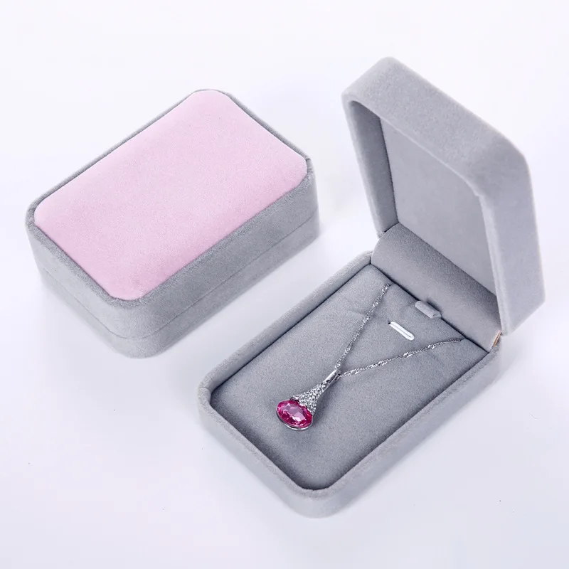 Cajas de terciopelo para guardar joyas, estuche de presentación para collares y colgantes, caja de terciopelo para pendientes, estuche de plástico para exhibición de regalos