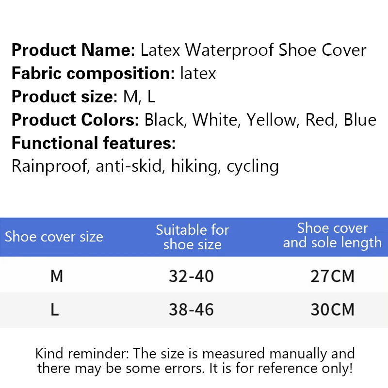 New Waterproof Shoe Cover Silicone Anti-Slip Rain Boots Unisex Sneakers Protector For Outdoor Rainy Day Reusable Rain Shoe Cover