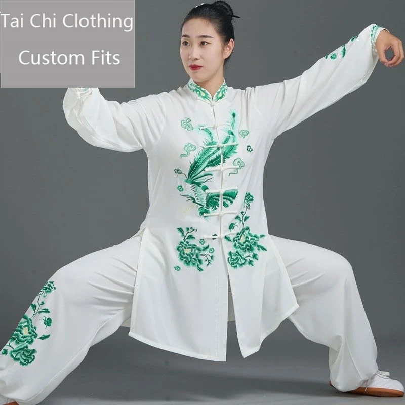 Qifeng Tai Ji Suit Women's Double Silk Linen White New High-End Spring and Autumn Performance Exercise Clothing