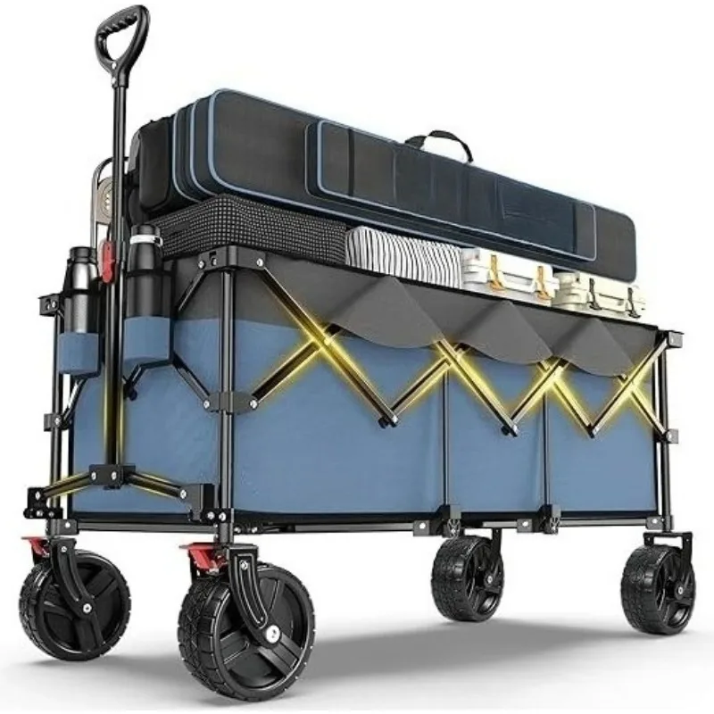 Outdoor foldable camping carts, large-capacity camping carts, picnic portable four-wheelers