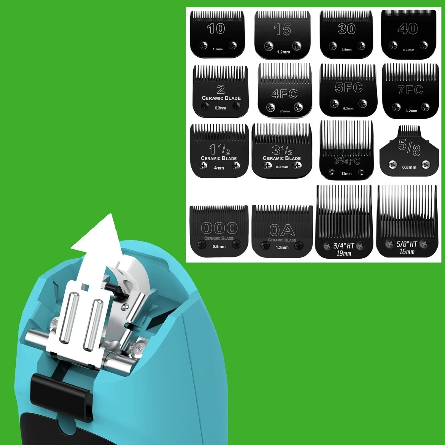 

Professional Detachable Pet Dog Ceramic Blade Compatible with most Andis AG, AGC, AGP, AGRC/Oster A5/Wahl KM10 Series Clippers