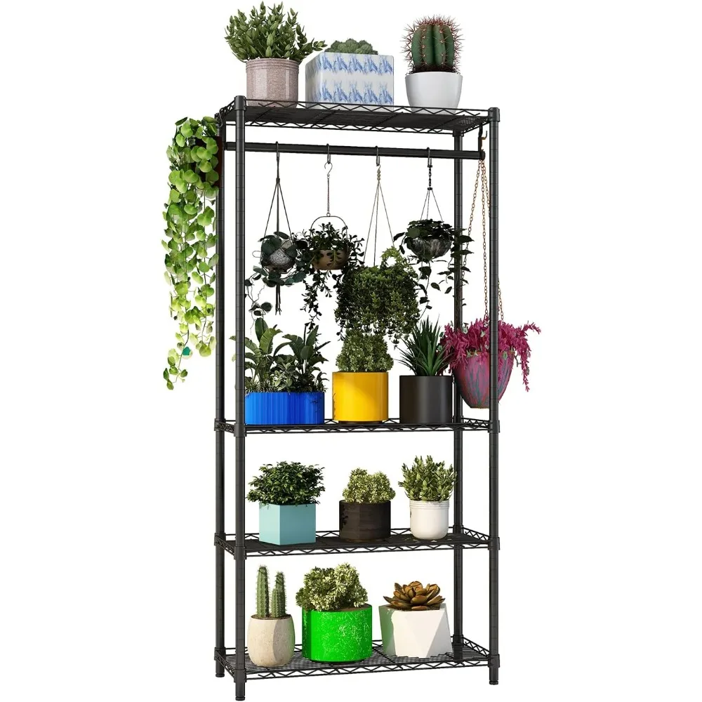 

Xiofio 4-Tier Plant Shelf for Indoor Plants Outdoor, Large Multiple Flower Pot Holder Rack，Hanging Plant Stand Adjustable Plant