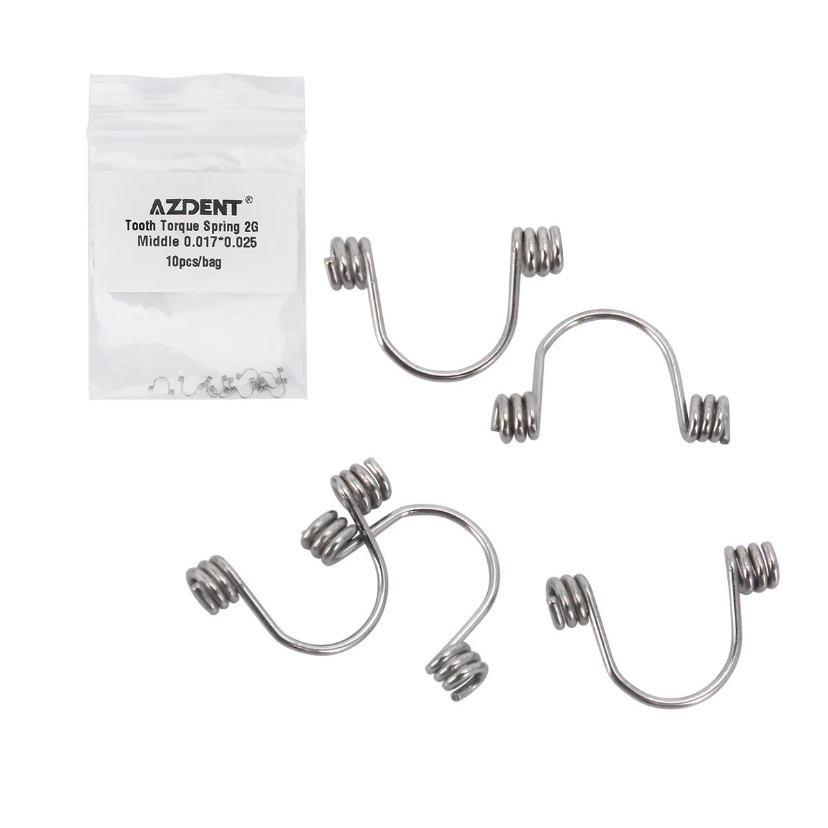 AZDENT Dental Orthodontic Anterior Teeth Torque Springs Rectangular Stainless Steel Spring For Dental Arch Wire 10Pcs/Pack