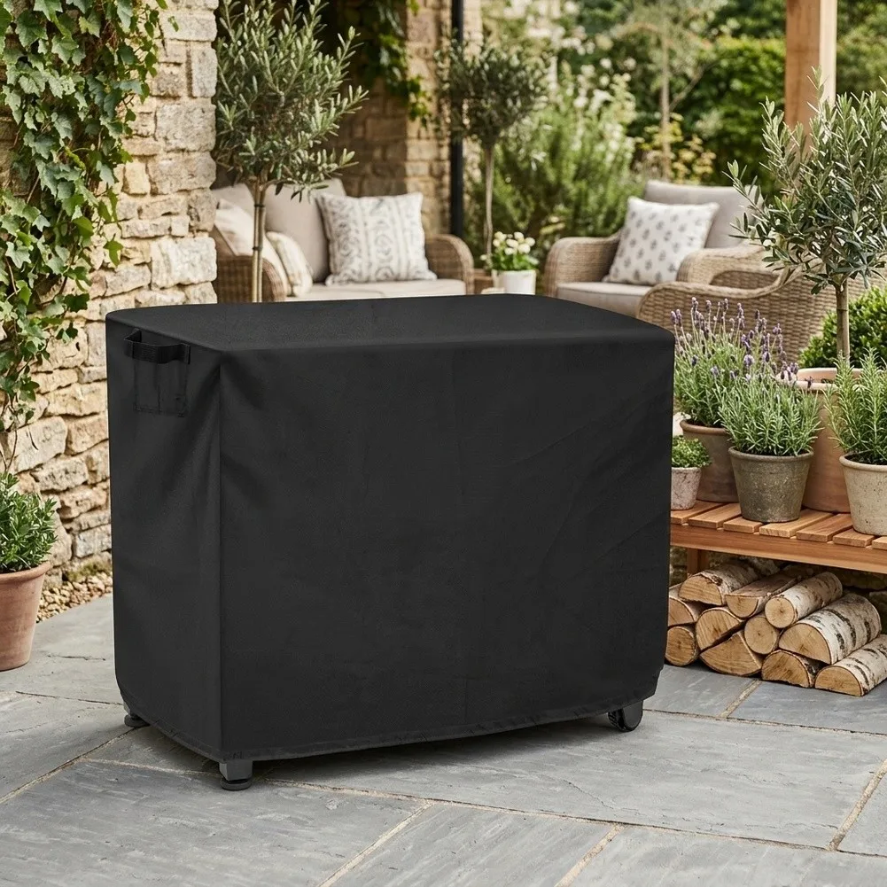 BBQ Table Cover Movable Dining Cart Cover Outdoor Patio Adjustable Drawstring Lock Tear-Resistant Full Coverage