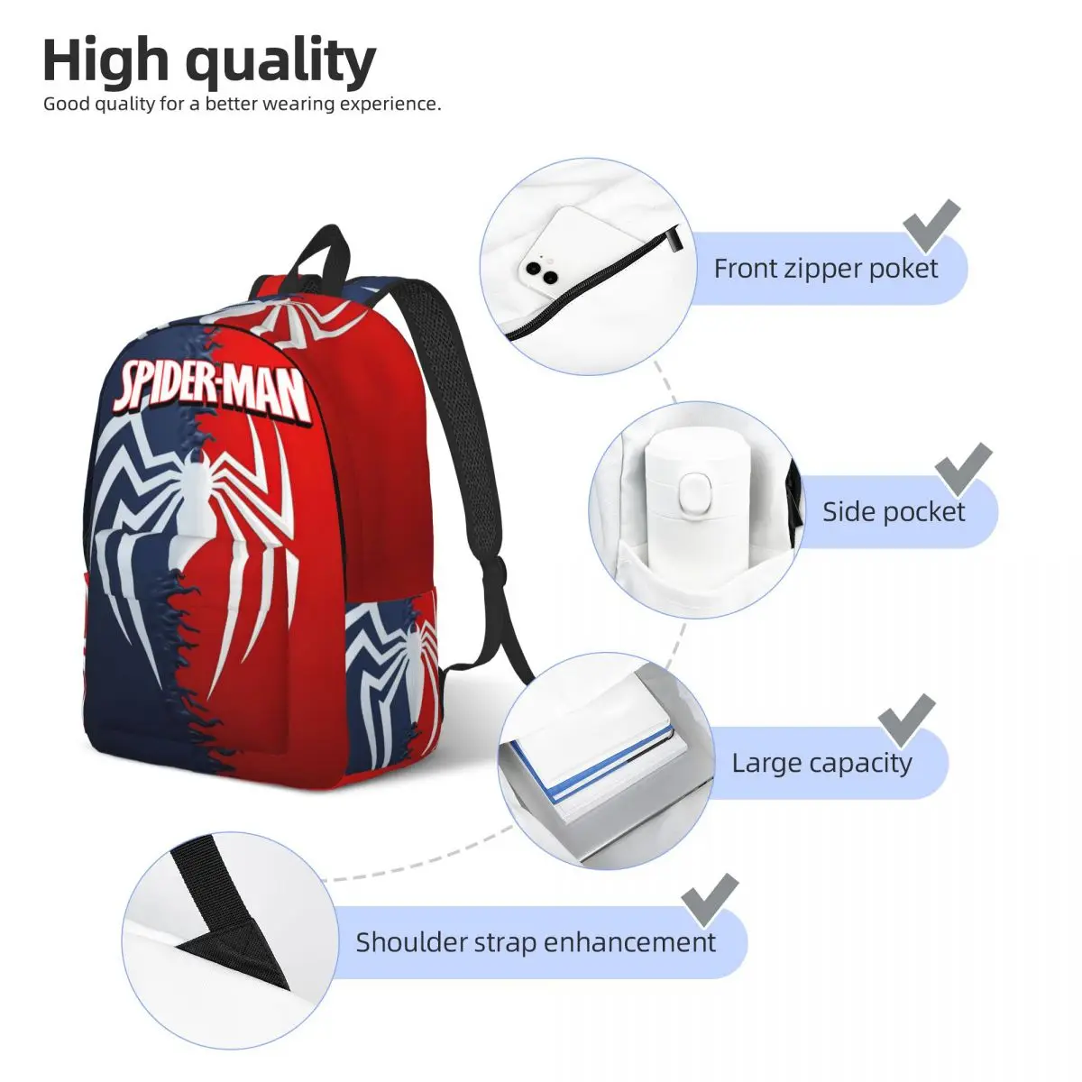 Zaino Logo Multi scomparto Marvel Spider Man bambini per regali borsa portatile per Laptop Campus