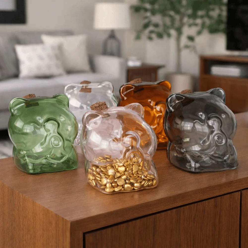 Creative Cartoon Piggy Money Bank Visible Transparent Pig Shape Piggy Bank Cute Freestanding Pig Ornament Children Gift