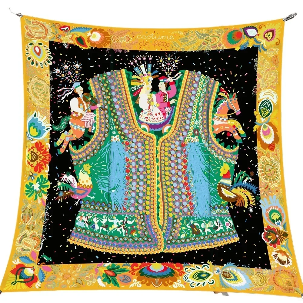European New Color Clothes 90cm Twill Women\'s Decorative Silk Scarf Travel Shawl Large Square Scarf Chest Wrap Scarf Wholesale