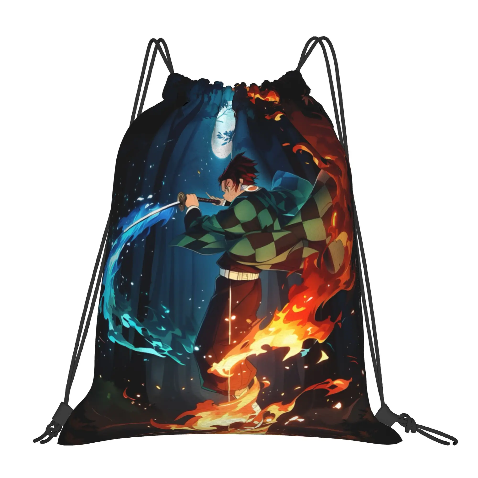 1 pc Slayer Demon Slayer Anime Print Drawstring Bags Men Women Storage Backpack Teenager Travel Bag