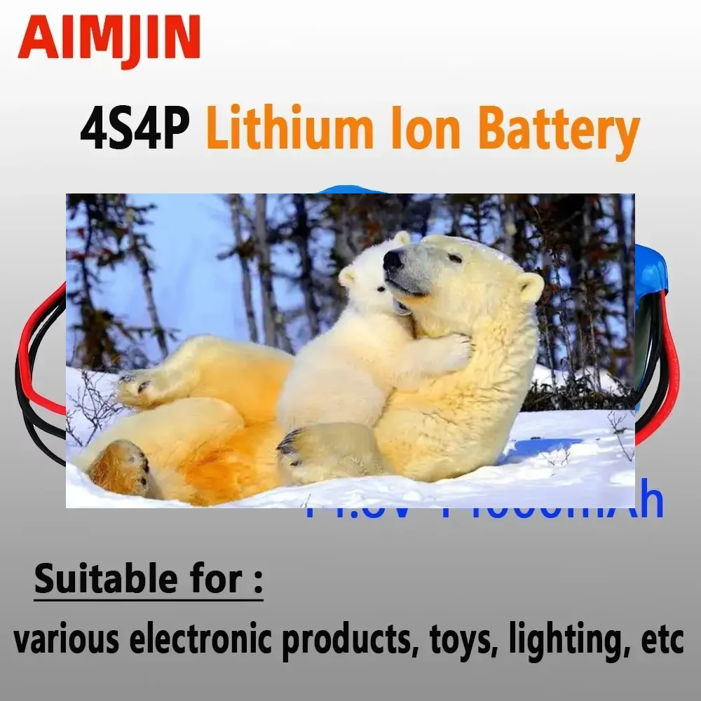 

14.8V 14Ah 18650 Lithium Battery Pack 4S4P 207.2WH 16.8V LED Night Fishing Lamp Heater Miner's Lamp Amplifier Battery BMS