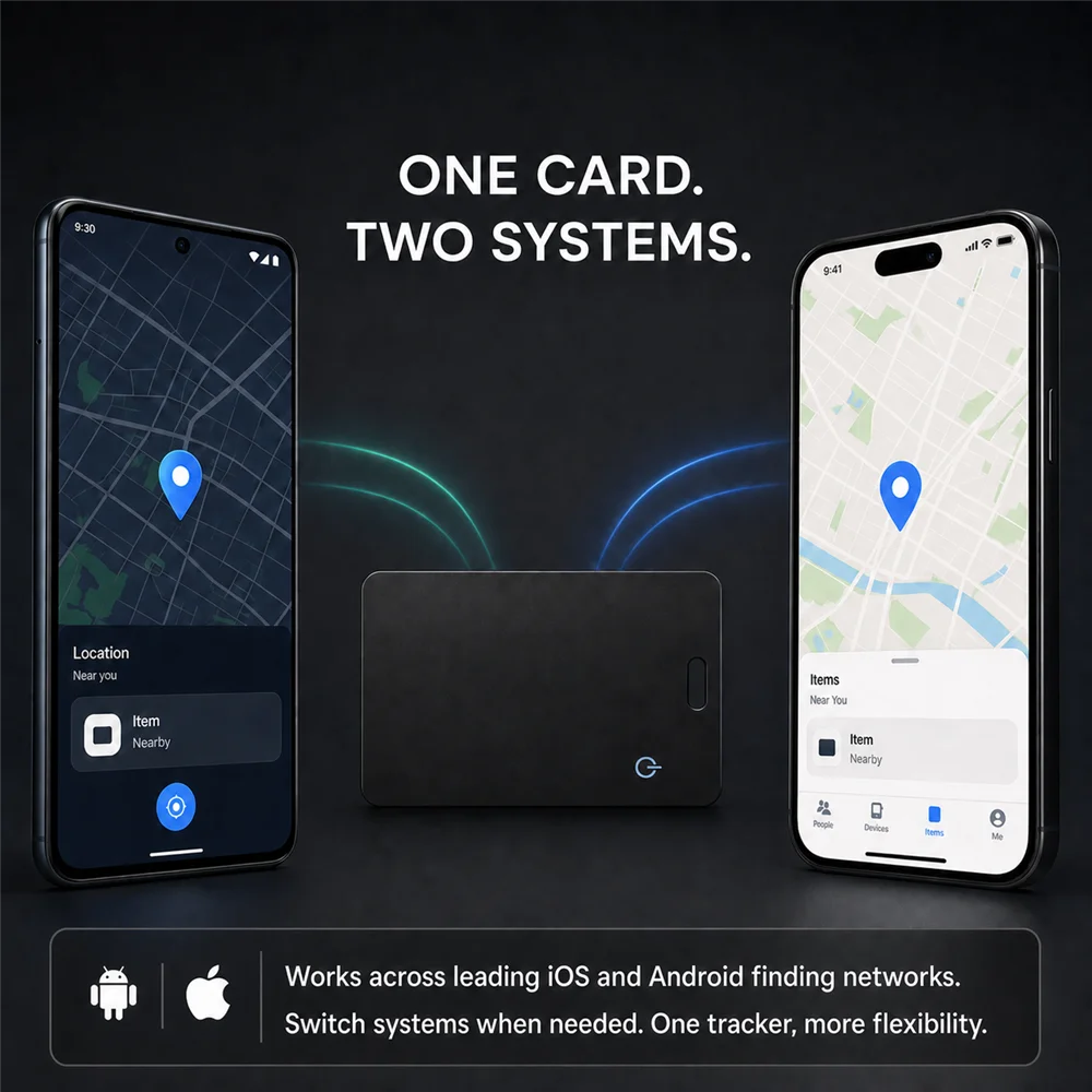 Wallet Tracker Card, Rechargeable Ultra Thin Item Finder, Compatible With iOS & Android, Works With Apple Find My, Smart