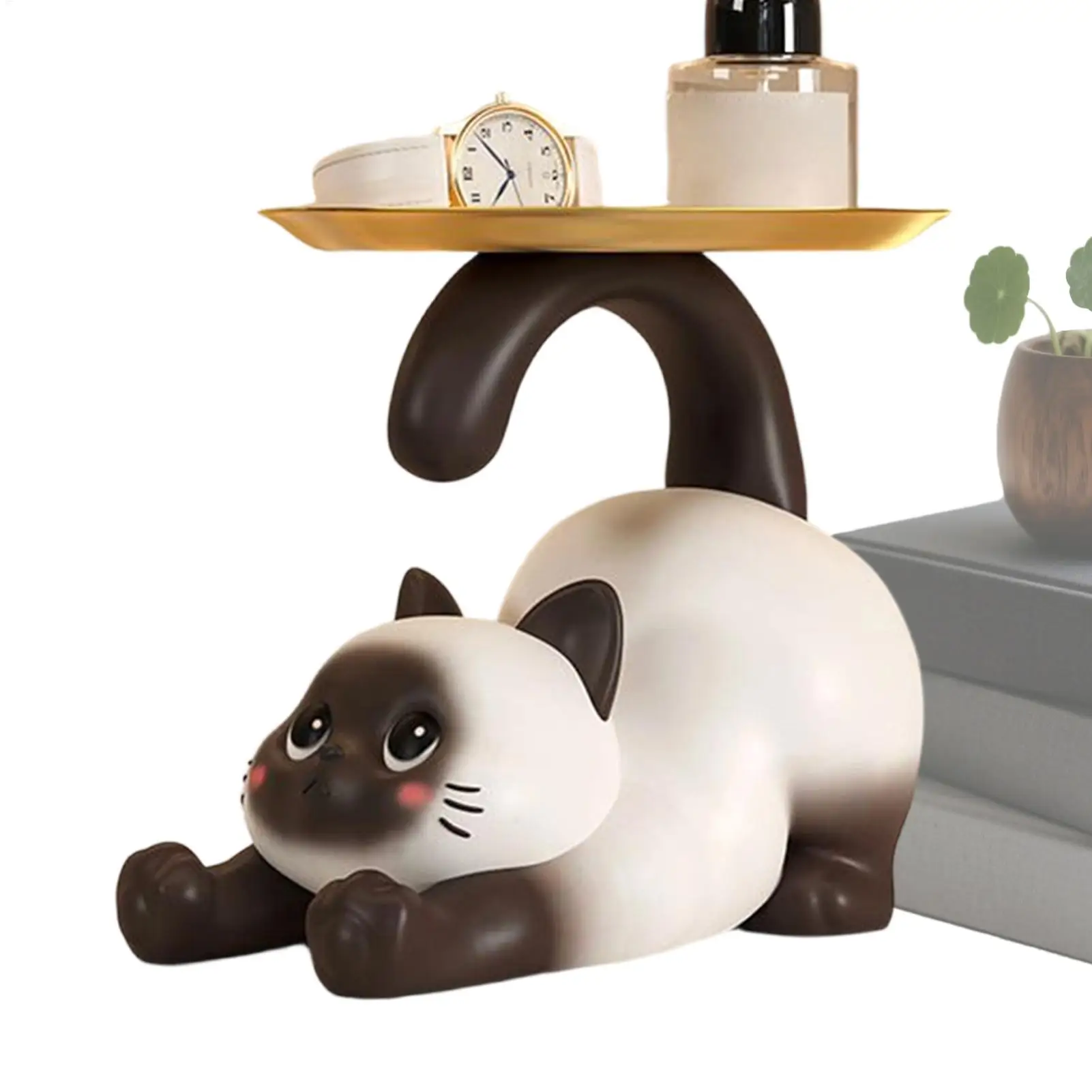 Cat Candy Dish Storage Tray Cat shape Entrance Shoe Cabinet Decoration Creative Cute cat statue decoration Key Holder for home