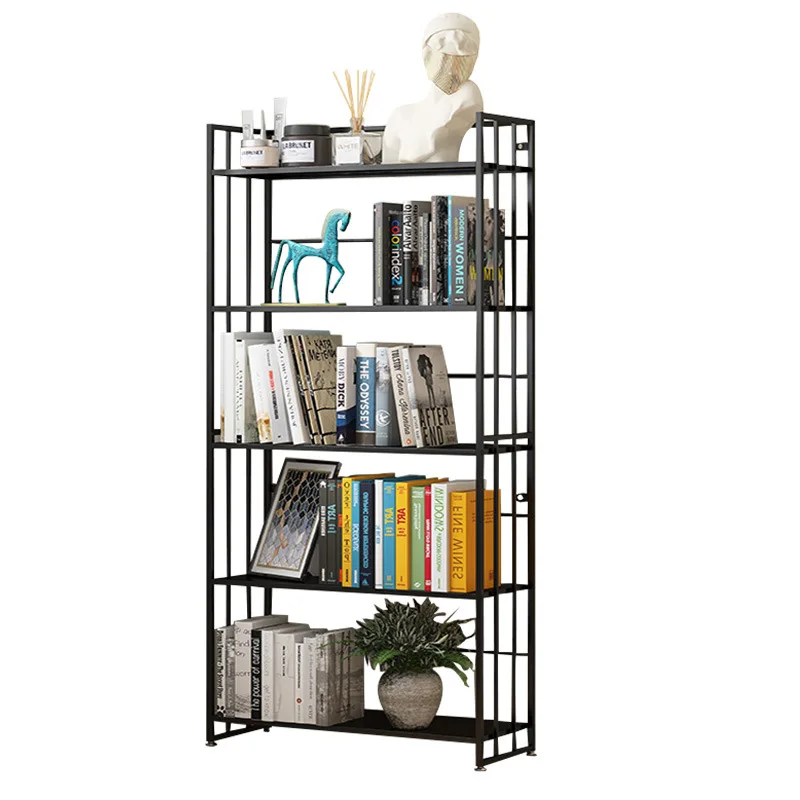 Living Room Simple Library Bookcase Floor Shelf Integrated Against The Wall Steel Children's Bay Window Storage