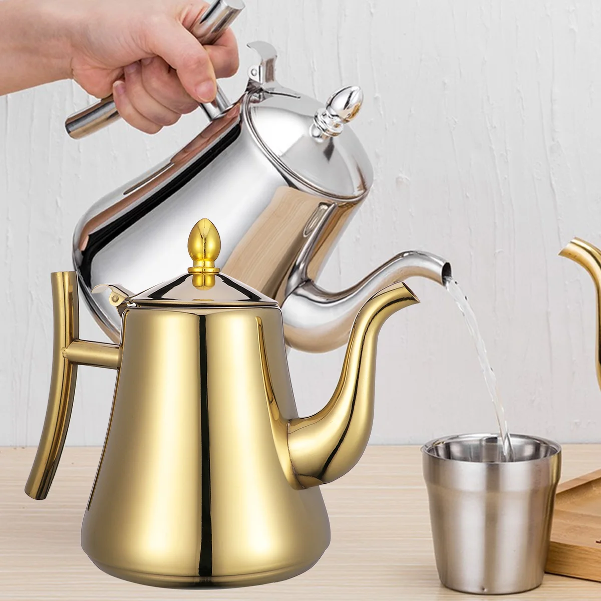 

Stainless Steel Teapot Loose Leaf Strainer Pots Insulated Kettle With Induction Cooker
