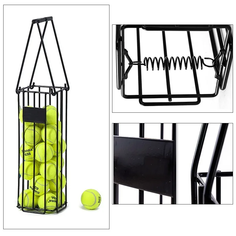 Recolector de pelotas de tenis portátil, baloncesto de pelotas de tenis de presión rápida hacia abajo, conveniente, profesional