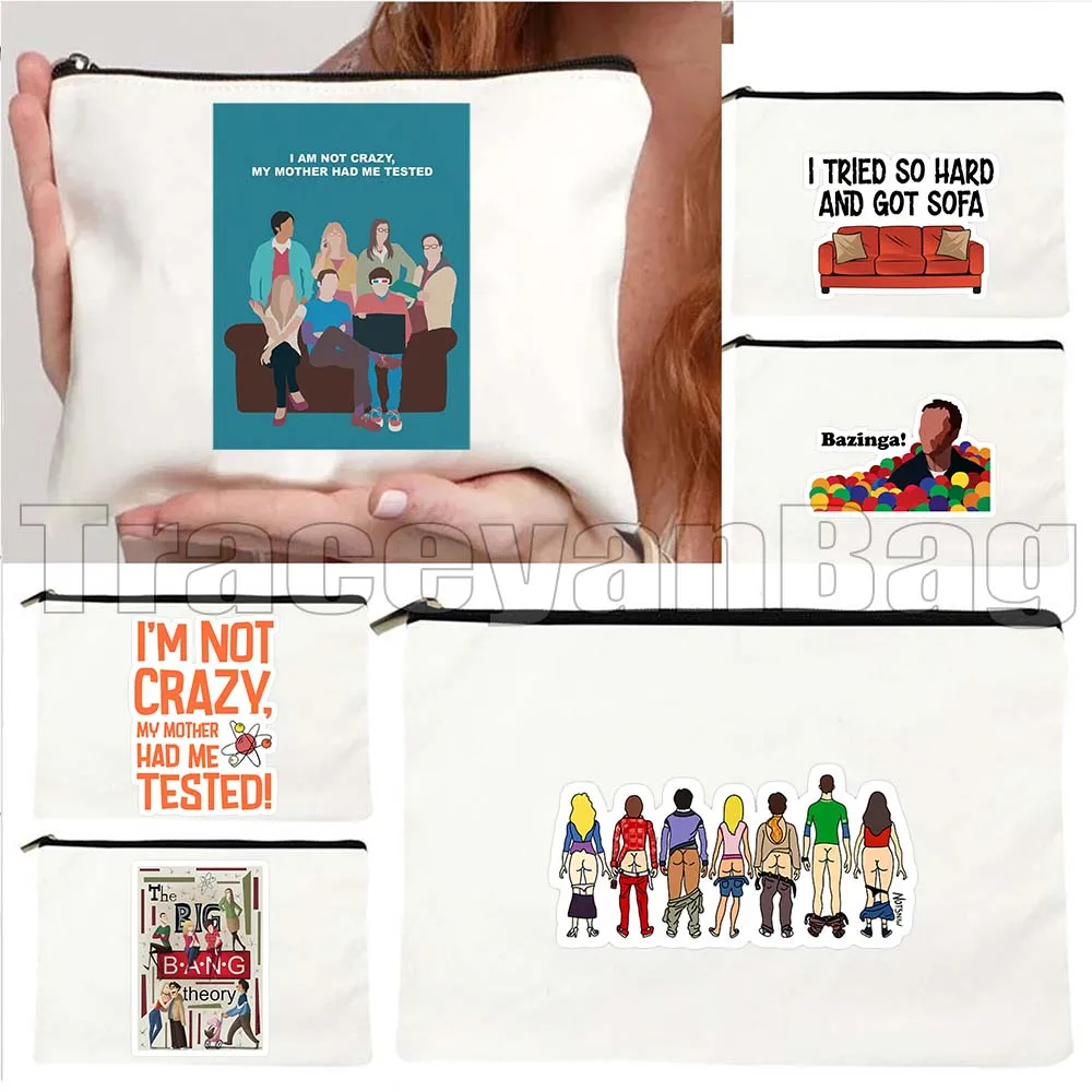 

Sheldon The Big Bang Theory Minimal Poster Cute Sofa Fan Gifts Canvas Cosmetic Bag Makeup Toilet Bag Pencil Case Zipper Pouch