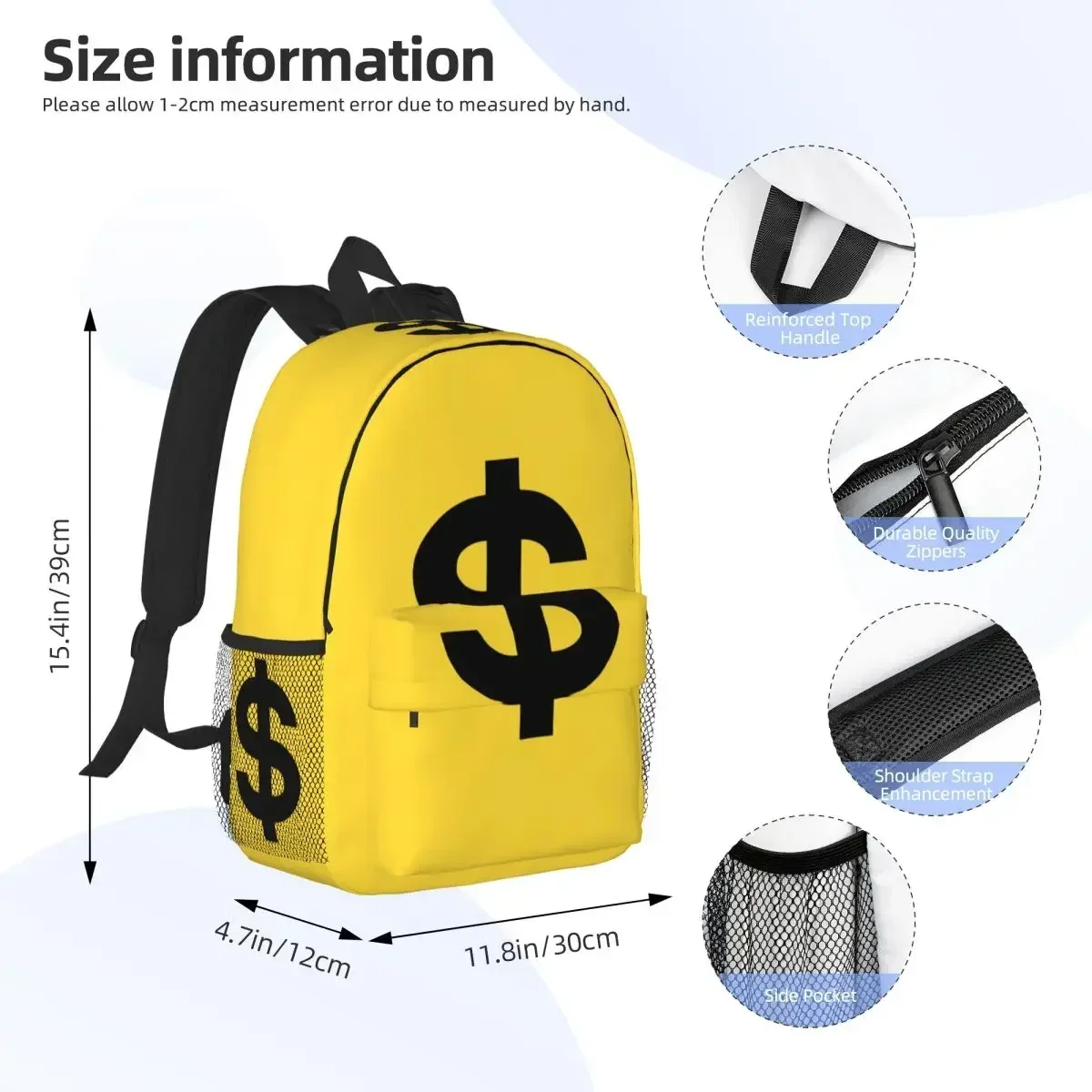 American Money Dollar Logo Backpack Student Boys Girls BookBag Children School Bag Laptop Shoulder Bags for Men Women