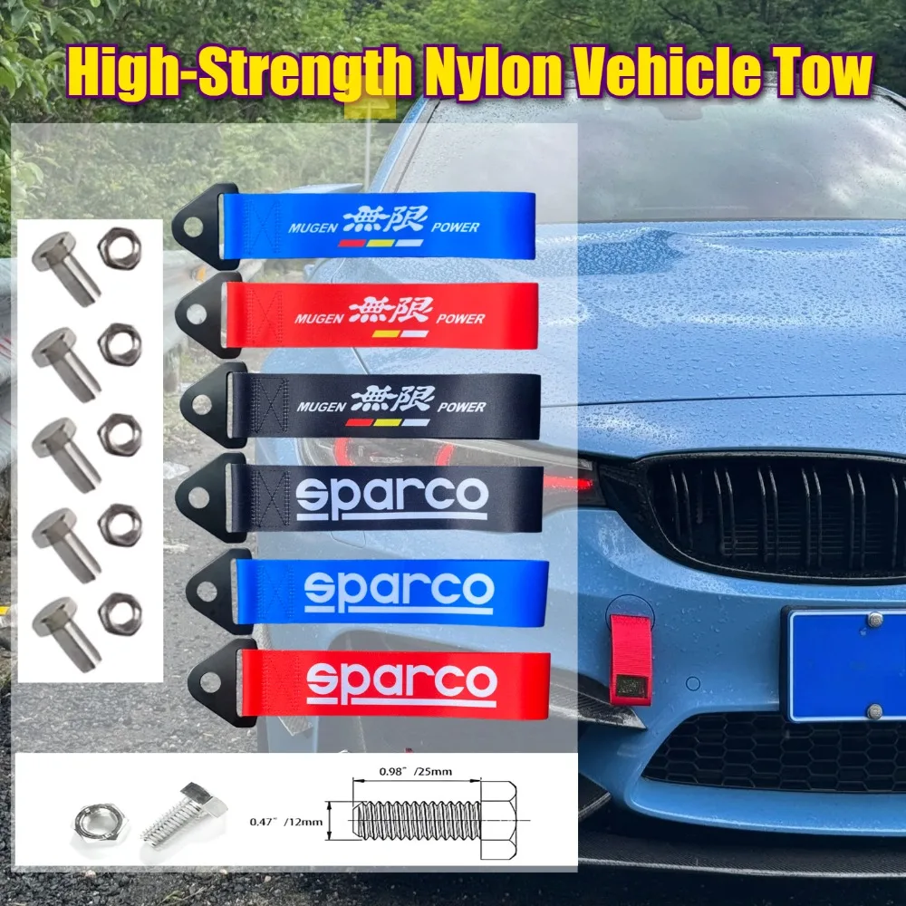 Cinghie di traino JDM RACING, fascia paraurti, decorazione rimorchio, cinghia di traino per veicoli in nylon ad alta resistenza, accessori auto per Mugen Power SPARCO