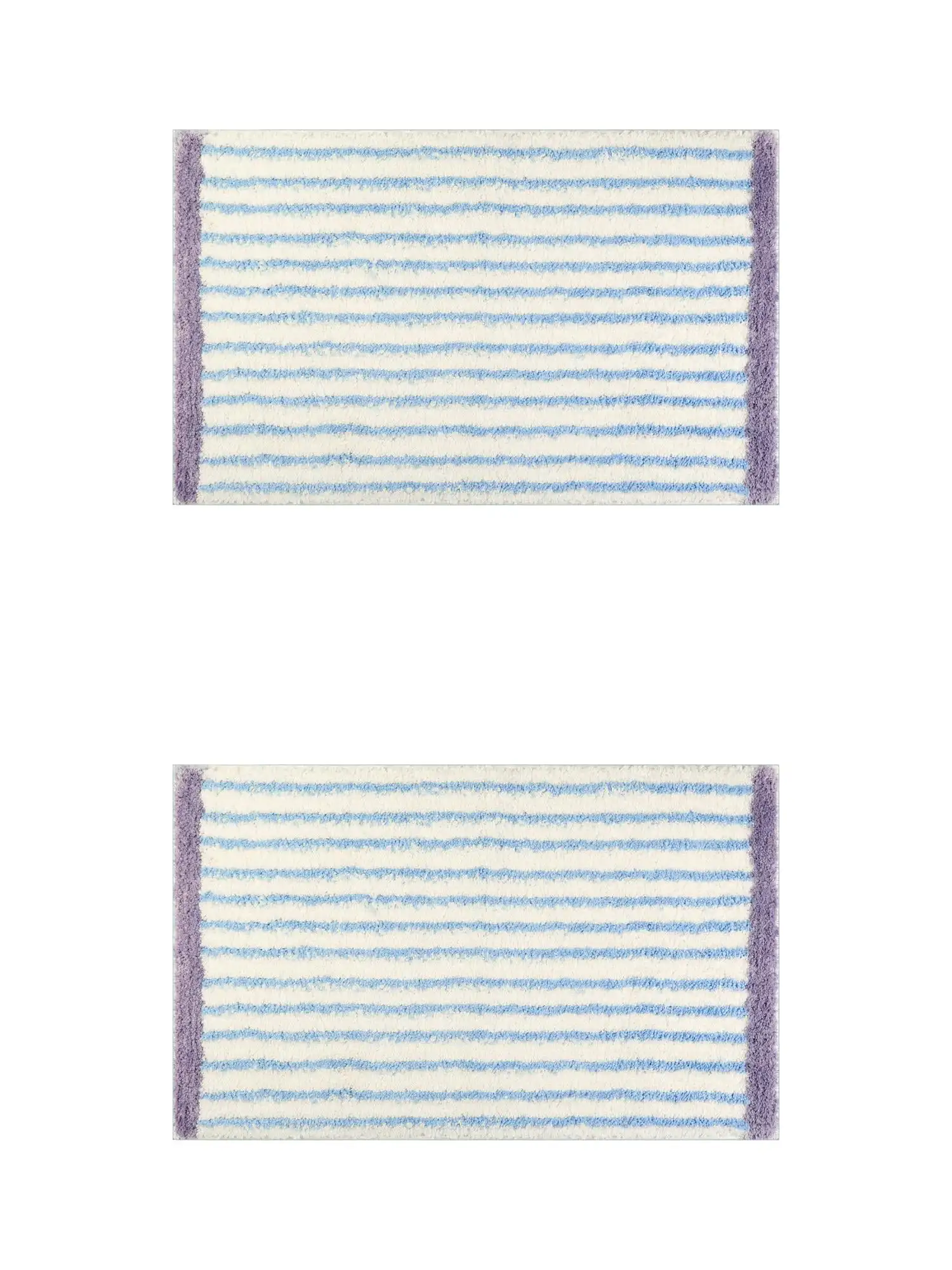 

2 pcs striped non-slip soft absorbent washable bath mats in blue 20 x 32 inches