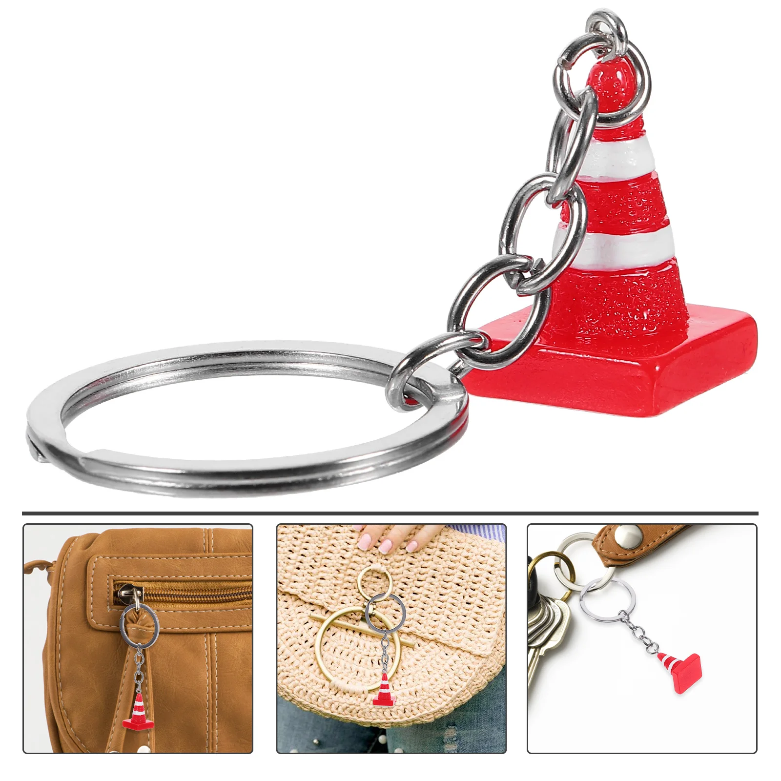 Mini Traffic Police Cone Keychain Bag Pendant Cute Keychains for Women Decorate Ring Aesthetic Nurse