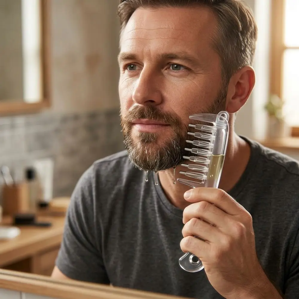 Rolling Metal Teeth Scalp Liquid Guide Comb Anti-Static Anti-Frizz Hair Growth Comb Built-in Liquid Reservoir Transparent