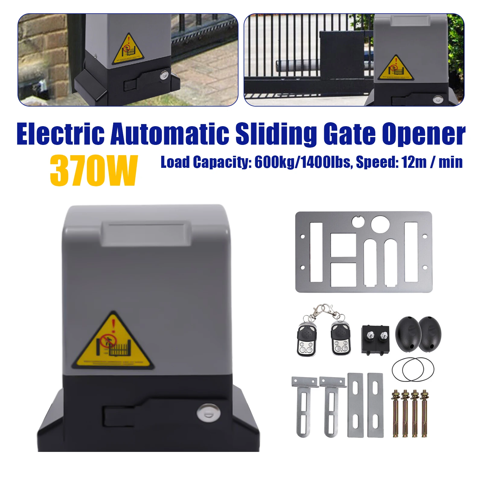 Automatic Sliding Gate Openers Electric Sliding Gate Electric Rolling Driveway Slide Gate Motor Waterproof (1322lbs 370W)